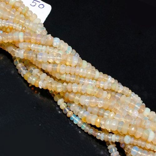 Round Brilliant Cut Welo Fire Ethiopian Opal Faceted Rondelle Beads  Approx 5Mm 16Inch #50 