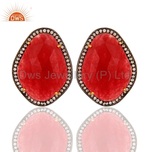 Gold Vermeil Sterling Silver Red Aventurine Earrings