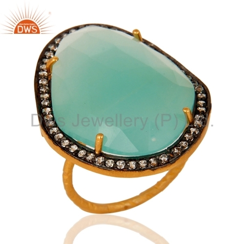 Sterling Silver Aqua Blue Chalcedony Ring