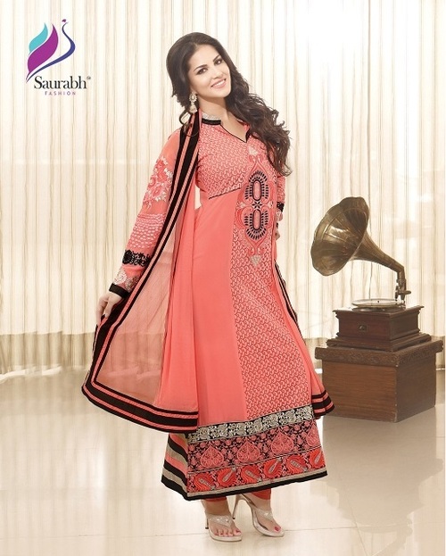 Beautiful Peach Party Wear Salwar Kameez