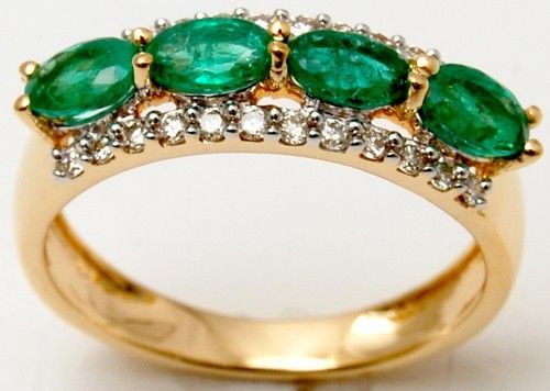 Modern Diamond Emerald Ring