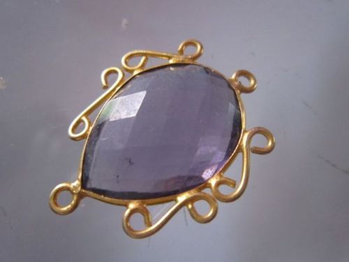 Pear 1 Pcs Iolite Crystal Faceted Almond Pave Bezel