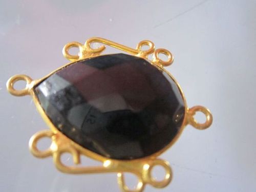 Pear 1 Pcs Black Onyx Faceted Almond Pave Bezel