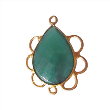 Pear 1 Pcs Green Onyx Faceted Almond Pave Bezel
