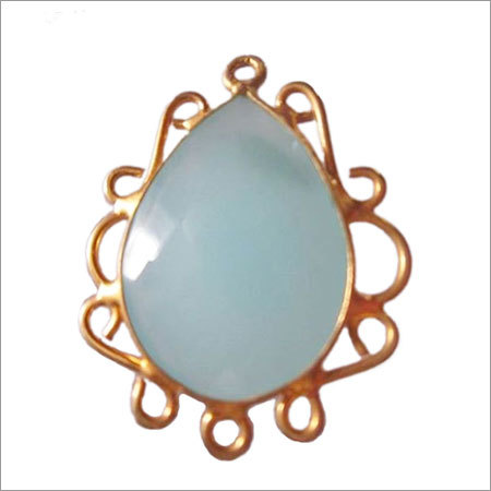 Pear 1 Pcs Aqua Chalcedony Faceted Almond Pave Bezel 