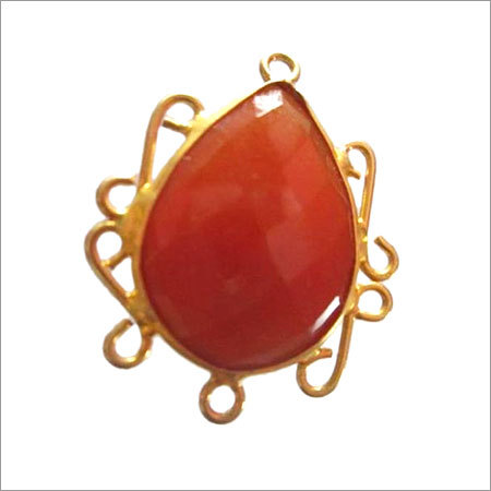 Pear 1 Pcs Carnelian Chalcedony Faceted Almond Pave Bezel