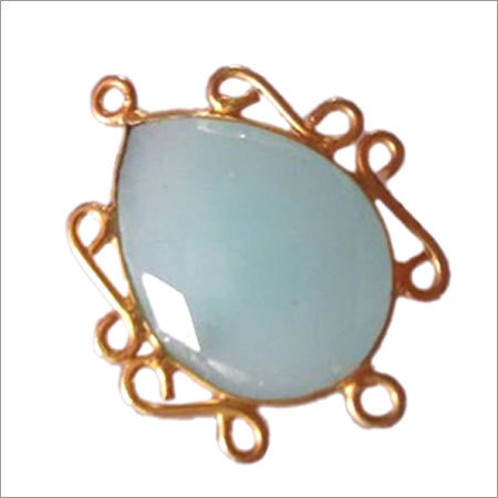 Pear 1 Pcs Aqua Blue Chalcedony Faceted Almond Pave Bezel