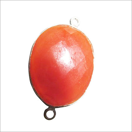 Orange 1 Pcs Carnelian Chalcedony Faceted Oval 2Loop Bezel