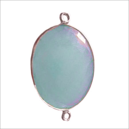 1 Pcs Aqua Chalcedony Faceted Oval 2loop Bezel