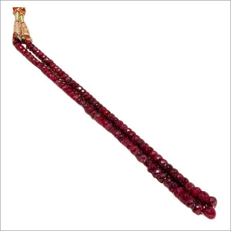 18 inch ruby faceted rondelle 6mm-10mm  beaded necklace 340cts  