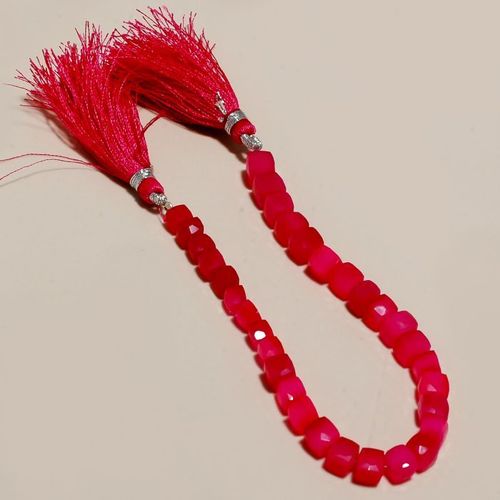 Amethyst 7 Inch Pink Chalcedony Faceted Box 5-6Mm Bead One Strand 34 Pcs.