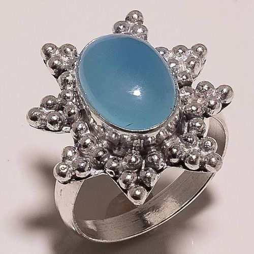 Chalcedony Cabochon 9 x 12 mm stone ring  