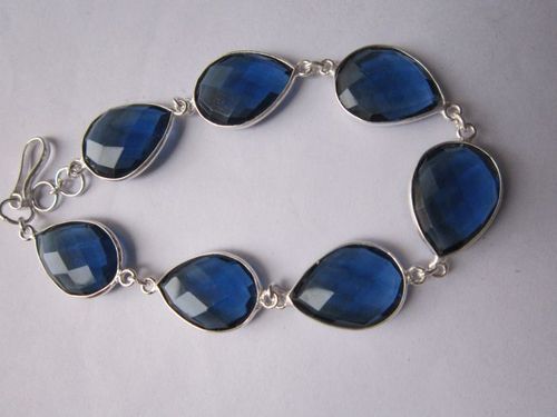 iolite quartz 7 pcs sterling silver plated 8 inch connector ready to wear bracelet 