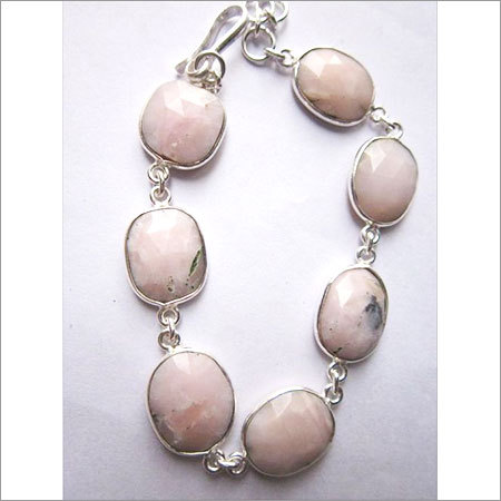 pink opal 7 pcs sterling silver plated 8 inch connector ready to wear bracelet 