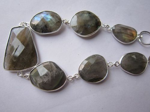 labradorite 7 pcs sterling silver plated 8 inch connector ready to wear bracelet 