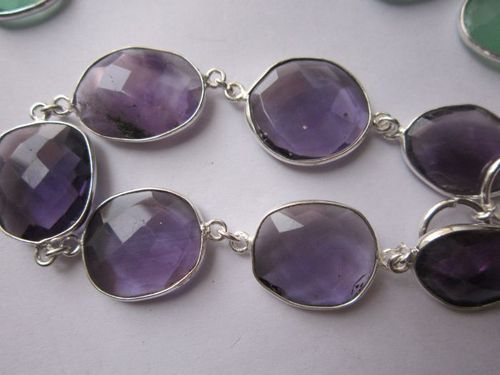 amethyst 7 pcs sterling silver plated 8 inch connector ready to wear bracelet 