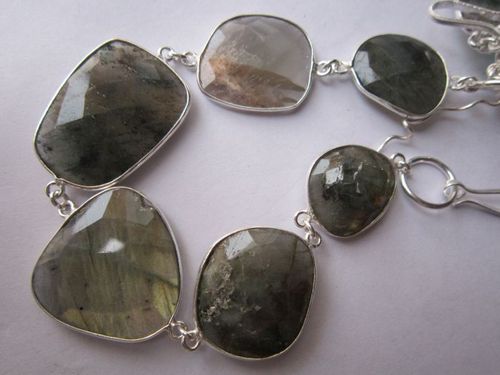 labradorite 6 pcs sterling silver plated 8 inch connector ready to wear bracelet 