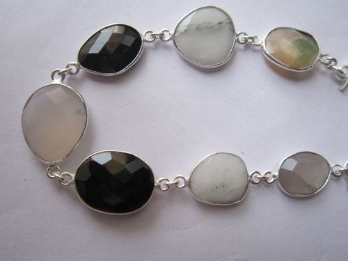 multi stone 7 pcs sterling silver plated 8 inch connector ready to wear bracelet 