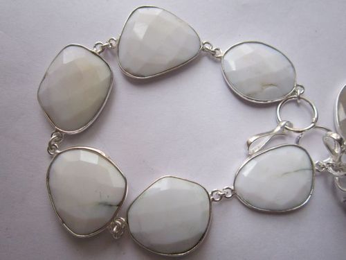 white opal 7 pcs sterling silver plated 8 inch connector ready to wear bracelet 