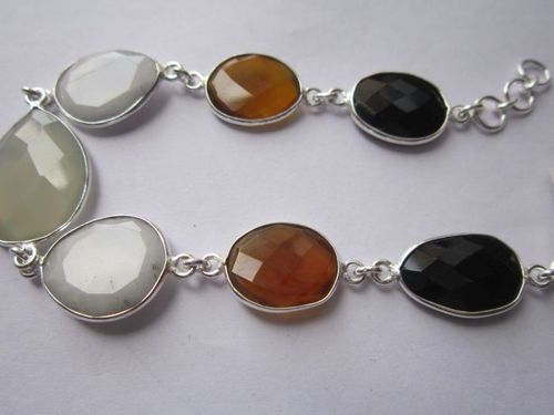 multi stone 7 pcs sterling silver plated 8 inch connector ready to wear bracelet 