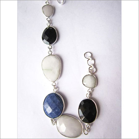 multi stone 7 pcs sterling silver plated 8 inch connector ready to wear bracelet 