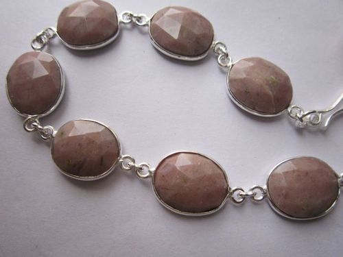 pink opal 7 pcs sterling silver plated 8 inch connector ready to wear bracelet 
