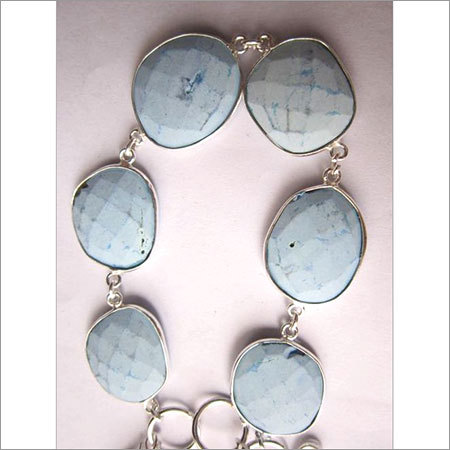 turquoise  7 pcs sterling silver plated 8 inch connector ready to wear bracelet 