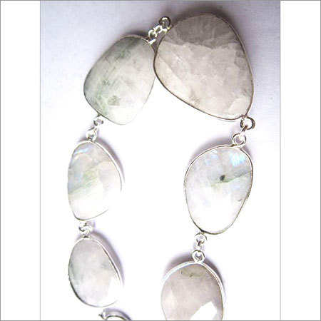 rainbow moonstone  7 pcs sterling silver plated 8 inch connector ready to wear bracelet 