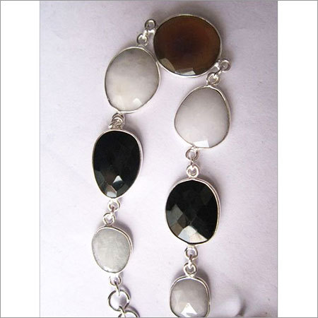 multi stone  7 pcs sterling silver plated 8 inch connector ready to wear bracelet 