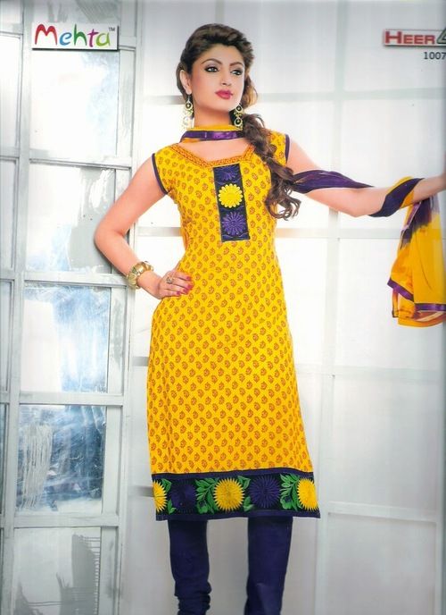 Yellow And Blue Latest Cotton Dress