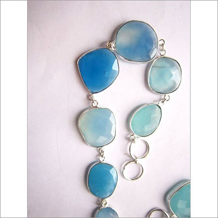 aqua  7 pcs sterling silver plated 8 inch connector ready to wear bracelet 