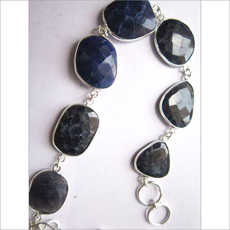 lapis & sodalite 7 pcs sterling silver plated 8 inch connector ready to wear bracelet 