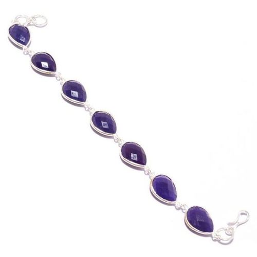9 inch 7 pcs purple chalcedony pear shape connectors  ready wear bracelet 