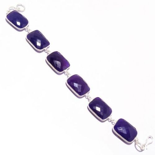 9 inch 6 pcs purple chalcedony rectangle shape connectors  ready wear bracelet 