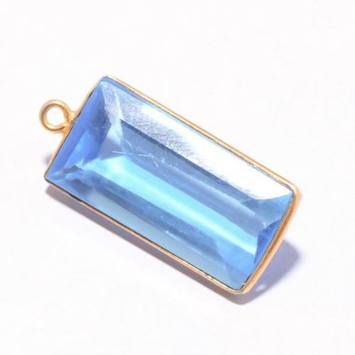 Blue 1 Pcs Bt Quartz Cut Stone Gold Plated 1 Loop Connector 