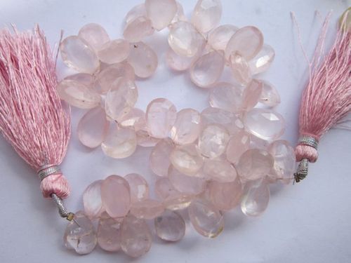 Pear Cut 8 Inch Rose Quartz 9X14Mm Faceted Briolettes Beads One Strand   