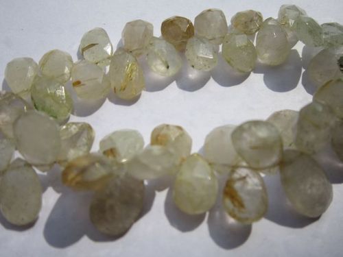 Pear Cut 8 Inch Golden Rutile 8x12mm Faceted Briolettes Beads One Strand