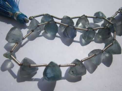 Pear Cut Flourite 8mm Faceted Trillion Beads One Strand 15 Pcs