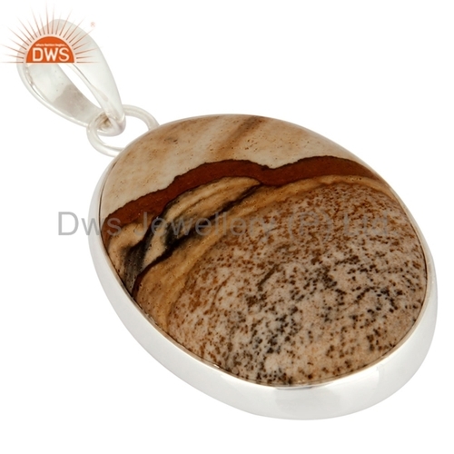 Sterling Silver Jasper Gemstone Men'S Pendant Metal Purity: 925