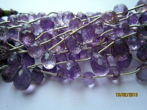 Purple Brazil Amethyst Machine Cut Side Drill Drop 6x9mm To 7x10mm To Beads 12 Pcs