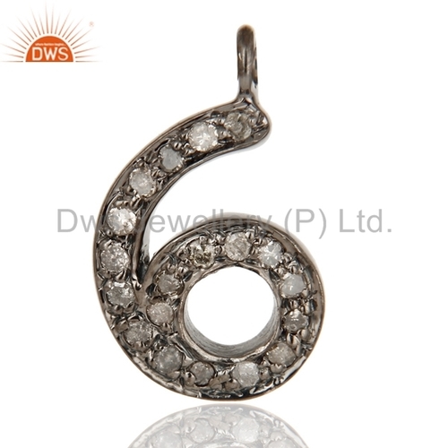 Round Brilliant Cut Sterling Silver Pave Diamond Charms Pendant
