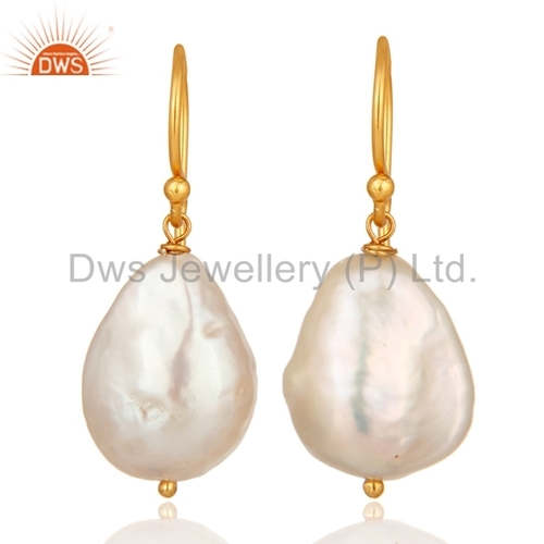 Pearl Gold Plated Sterling Silver Earrings