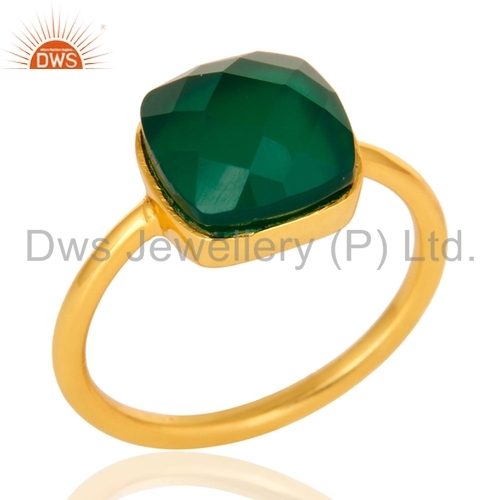 Gold Plated Sterling Silver Green Onyx Ring