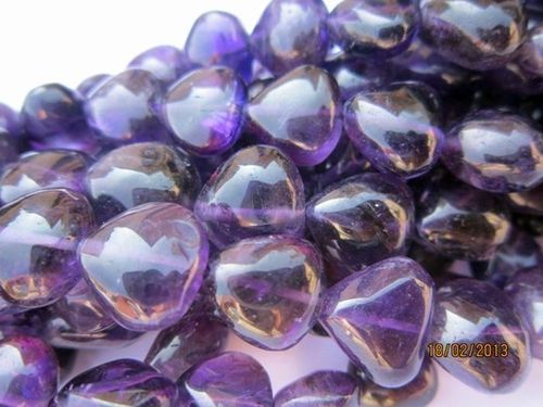 Pear Cut 7 Inch African Amethyst 10Mm-14Mm Plain Big Size Heart Shape Beads Gemstone 