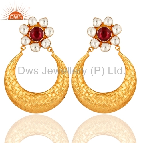 Yellow Gold Plated Womens Traditional Earring Size: 2.655 X 1.827 Inch