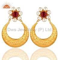 Yellow Gold Plated Womens Traditional Earring Size: 2.655 X 1.827 Inch