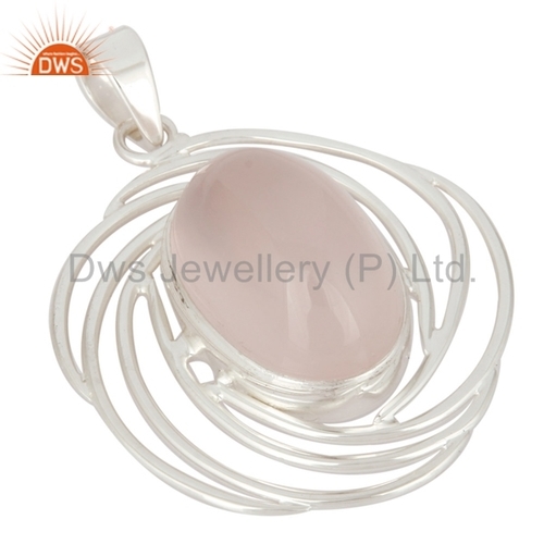 Rose Quartz Designer Silver Pendant Metal Purity: 925