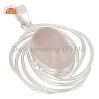 Rose Quartz Designer Silver Pendant Metal Purity: 925