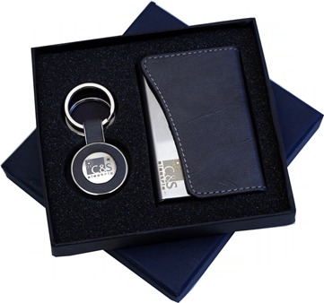 a C & S Electrica Card Holder + Keychain Set