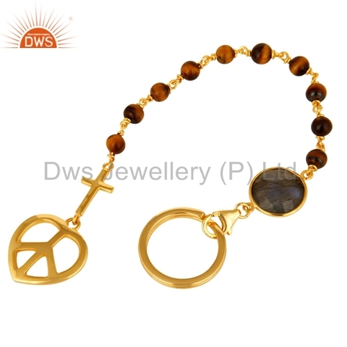 Tiger Eye Stone Sterling Silver Labradorite Gold Vermeil Bracelet